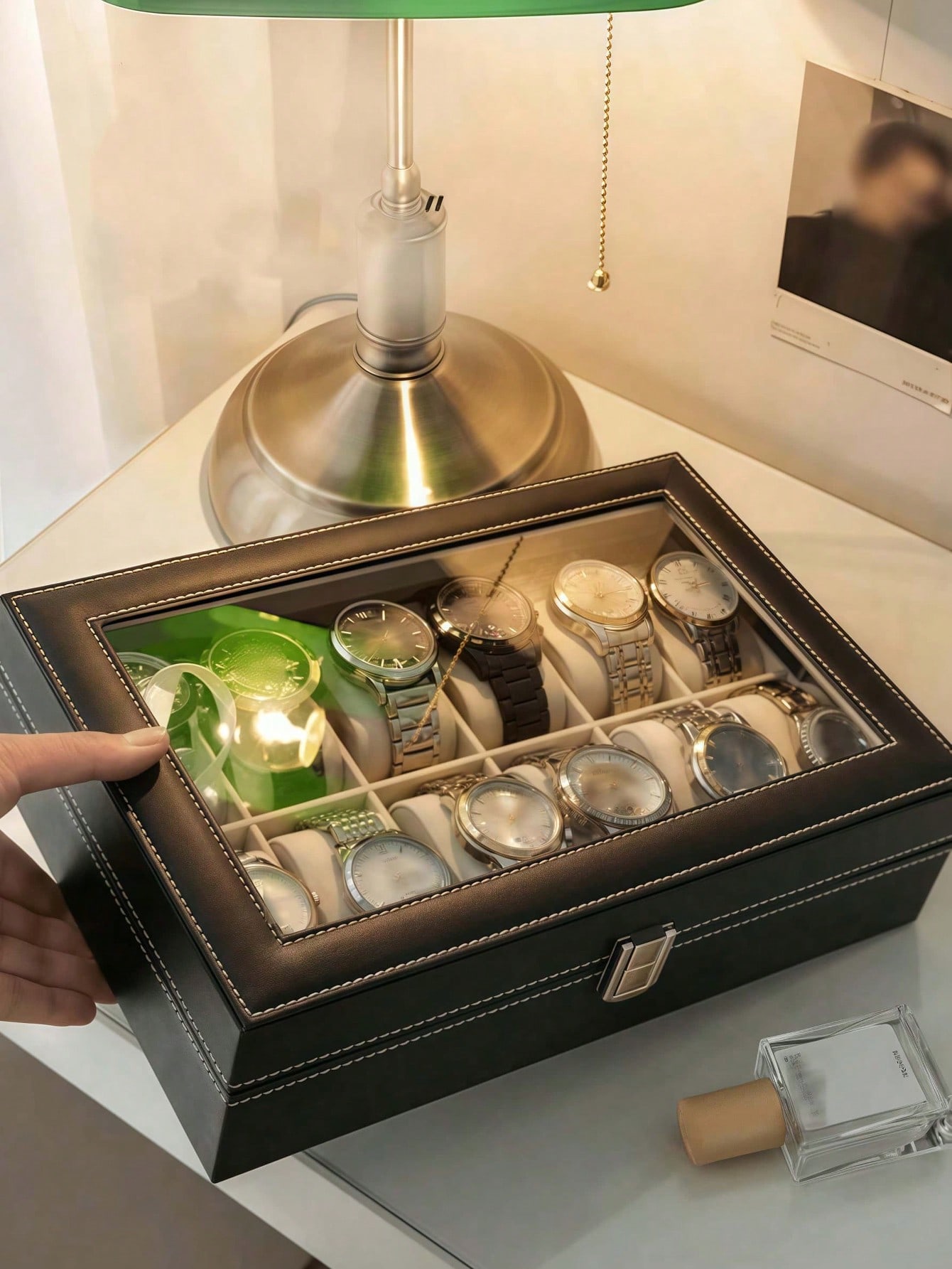 Leather Watch Box with Lock, L - Model Kit Display recension och pris